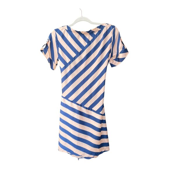 Size 2 100% Silk Diane Von Furstenburg Striped Leron Dress Short sleeves - Picture 5 of 13
